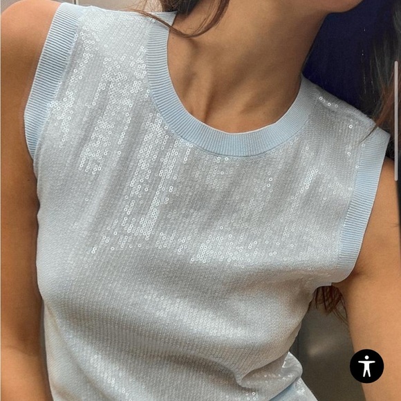 🧞‍♂️Nwt blue sleeveless sequined knit top - Picture 1 of 13